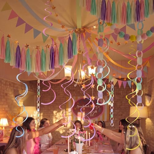 Fuyoooo Pastel Party Decorations Kit for Women, Pastel Streamers - Image 4