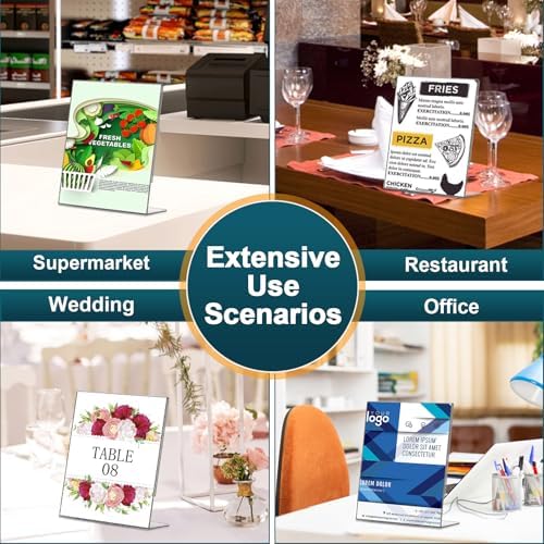 Acrylic Sign Holder 4x6, 22 Pack Clear Plastic Table Paper Display Stand, L-Shape Vertical Menu Holder Stand, Clear Picture Photo Flyer Display Stand for Restaurants, Store Show, Office Deskt - Image 6