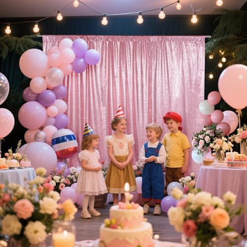 SquarePie 8x10ft Fuchsia Pink Sequin Backdrop, High Density Non-Transparent Glitter Curtain for Photography, Birthday, Wedding Party Decorations, Thick Solid Background with 4" Rod Pocket, 1 Panel - Image 5