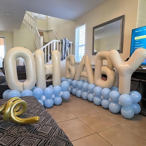 40 Inch Beige OH BABY Balloon Neutral Gender Reveal Baby Shower Decorations - Image 5