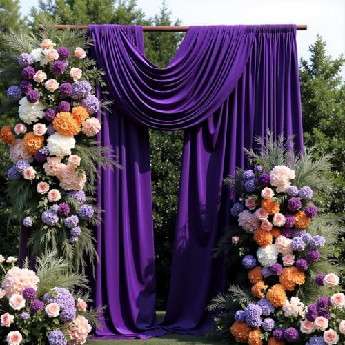 Purple Backdrop Curtain - 20x10FT Backdrop Curtains for Parties Wrinkle-Free Soft Polyester Wedding Decorations Photography Background Stain-Resistant for Halloween, Backdrop Stand, 4 Panels - Image 3