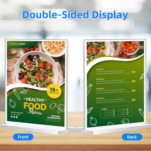 30 Pack Acrylic Sign Holder 8.5 x 11, Double-Sided Clear Sign Holder Plastic Stands for Display, T Shape Acrylic Table Sign Stands for Office Store Restaurants Wedding Party Decoration - Image 6