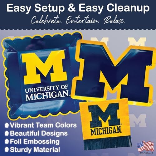 University of Michigan Party Supplies Wolverines Plates Napkins Decor 37 Pc - Image 4