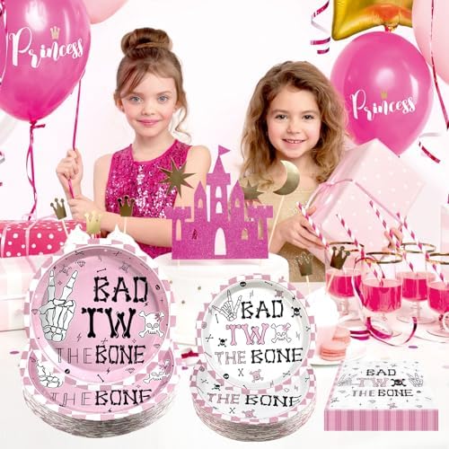 180pcs Bad Two the Bone Plates and Napkins Party Supplies Serve 60 - Image 5