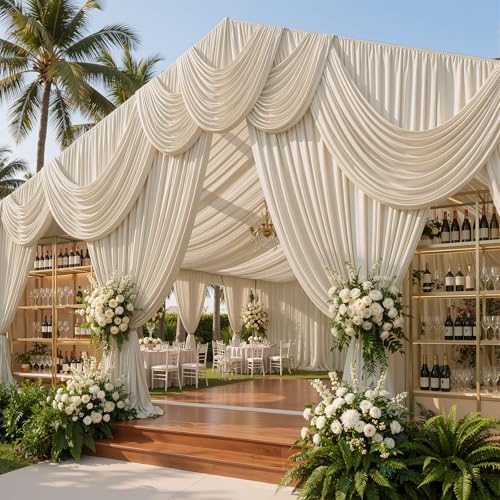 20ftx40ft Beige Ceiling Curtain for Wedding Parties - Image 4