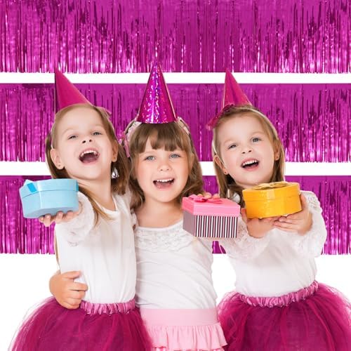 Hot Pink Party Decorations 48FT - Barbie Birthday Decorations - Bachelorette Party Supplies - Hot Pink Tinsel Garland - Pink Birthday Backdrop - Party Streamers - Image 3