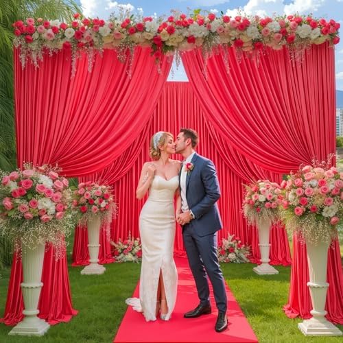 40x10FT Red Backdrop Curtains for Wedding Christmas, Wrinkle Free Polyester Photography Backdrop Drapes for Wedding Baby Shower Birthday Parties Stage Background Stand Decorations 4x10ft,10 Panels - Image 6