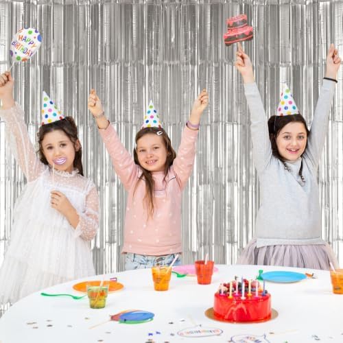 10 Pack Silver Foil Curtain Backdrop 3.2ft x 9.8ft Metallic Tinsel Foil Fringe Curtains Streamer Backdrop for Birthday Party Halloween Christmas New Year Party Supply (Matte Silver) - Image 7