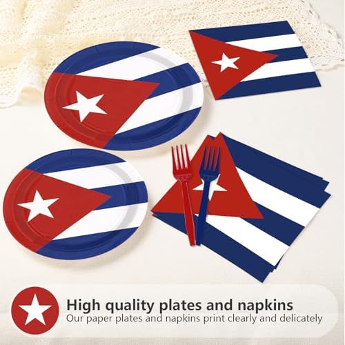 96 Pcs Cuba Flag Party Patriotic Theme Decorations, Serves 24 - Image 3