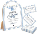 Blue Jean Baby Shower Games, Denim Western Diaper Raffle Game, 6x8 Inch Arch Wooden Sign With Stand And 50 Diaper Raffle Tickets, Gender Reveal Party Supplies & Decorations - UC06 by Unknown
