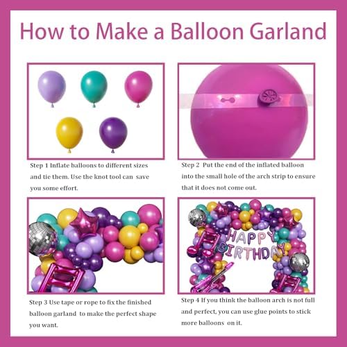 167PCS Purple Pink Teal K-Pop Music Themed Birthday Decorations with HAPPY BIRTHDAY &Musical Symbols & Disco Star & Guitar Foil Balloons for Kpop Music Girls Fans Birthday Party Grad Prom Decoration - Image 4