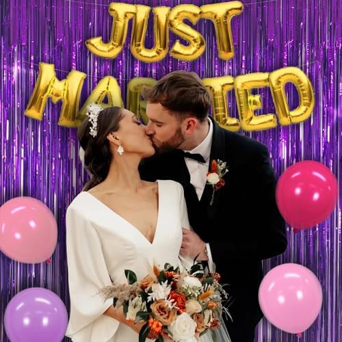 5 Pack 3.28ft x 6.56ft Purple Metallic Tinsel Foil Fringe Curtains, Photo Booth Backdrop Party Decorations for Birthday Wedding Baby Shower Graduation Bachelorette New Years - Image 4
