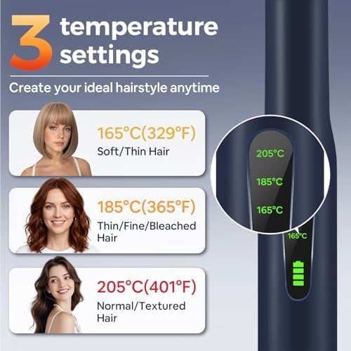 Cordless Hair Straightener, 1 Inch Portable Flat Iron Hair Straightener & Curler, Travel Hair Straighteners for Women, Titanium Floating Plates, Dual Voltage & 20S Fast Heat Up Includes Hair Clips - Image 4
