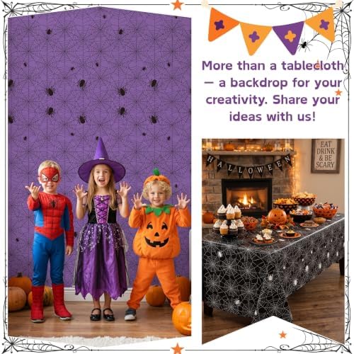 3 Rolls 100FT x 54IN Halloween Spiderweb Plastic Tablecloth with Cutter Box - Image 3
