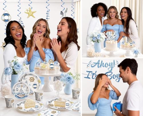 Xynic Ahoy Its a Boy Baby Shower Decorations Set,Serves 25 Guests - Image 7
