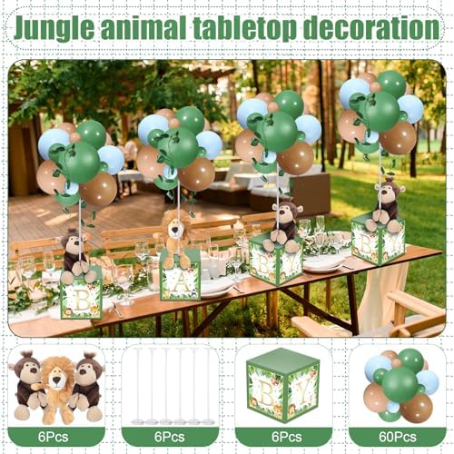Lenwen 6 Sets Baby Letter Boxes Baby Shower Decor, Jungle Animal, Colorful - Image 4