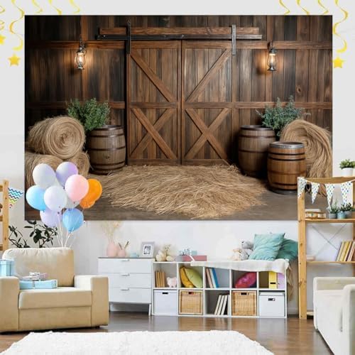 Western Barn Door Backdrop for Photography Western Cowboy Backdrop Wild West Theme Background Rustic Cowgirl Party Banner for Farm Rodeo Wedding Birthday Party Photo Shoot Supplies 10X8 FT - Image 6