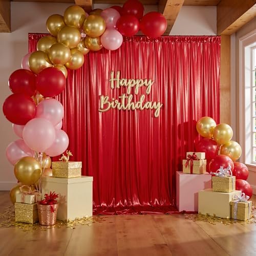 20x10ft Thick Red Glitter Backdrop Curtain Panels for Parties, Wrinkle Free Sequin Sparking Photo Backdrop Drapes, 4 Panels 5x10ft Shimmer Back Drop Cloth for Wedding Birthday Photography - Image 2