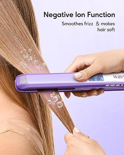 Wavytalk Pro Flat Iron Hair Straightener, 100% Pure Titanium Flat Iron for Easy Glide, Straightener and Curler for All Hairstyles, Dual Voltage (Purple) - Image 2