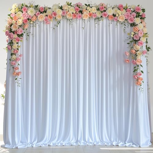 Wokceer White Backdrop Curtain for Wedding Parties Backdrop Drapes 10x8FT by Wokceer