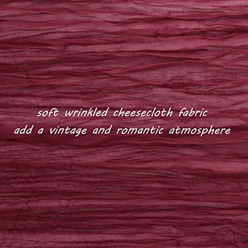 35x120 Inch Burgundy Cheesecloth Table Runner Fall Wedding Party Home Decor - Image 3