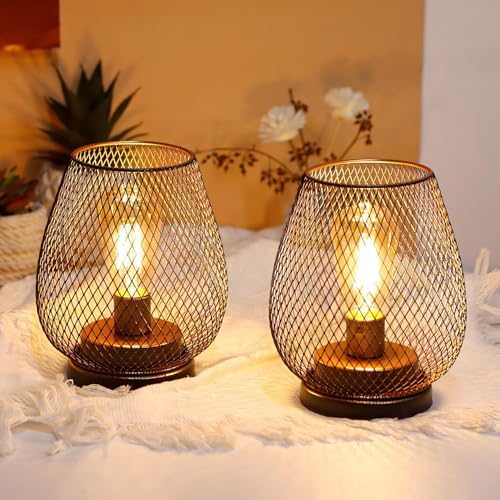 JHY DESIGN Set of 4 Metal Cage LED Lantern Battery Powered Cordless Accent Light with LED Great for Weddings Parties Patio Events for Indoors Outdoors - Image 4