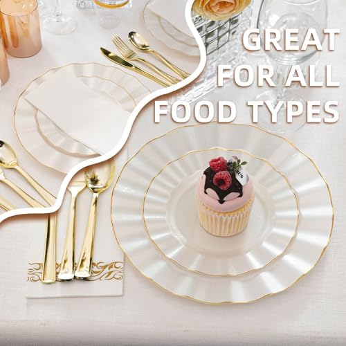 175PCS White Plastic Dinnerware Set, Wavy Plates for 25 Guests - Image 7