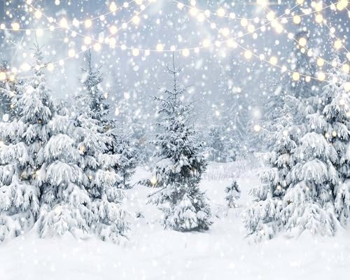 12x10ft Winter Snow Forest Backdrop Snowy Scene Wonderland Snowflake Glitter Snowy Pine Tree Photo Christmas Photography Backdrops Winter Landscape Forest New Year Holiday Party Decoration Banner by Etsyoki