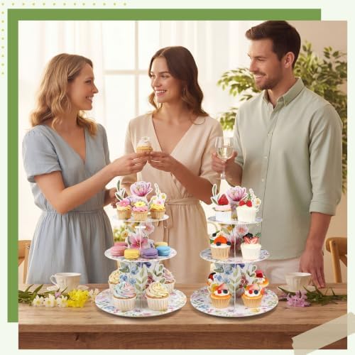 2Pcs 3 Tier Wildflower Party Cupcake Stand Decoration - Image 7