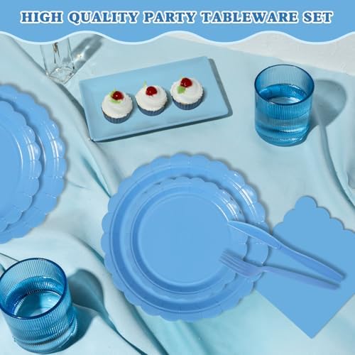 Vyntra 350 Pcs Classic Blue Paper Plates and Napkins Party Supplies - Image 3