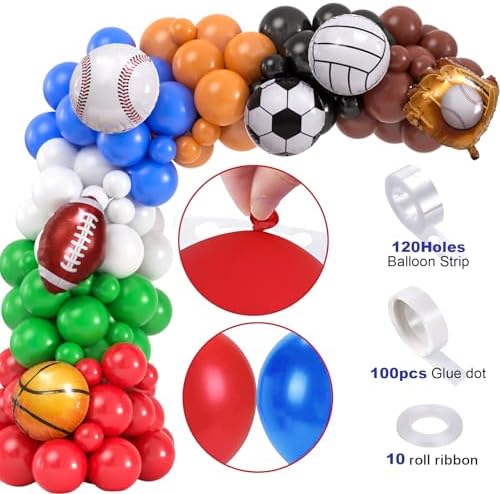 Winrayk 130Pcs Sports Birthday Party Decorations Supplies Sports Balloon Arch Backdrop Tablecloth Football Soccer Baseball Glove Basketball Volleyball Balloon Kid Sport Themed Birthday Party Supplies - Image 5