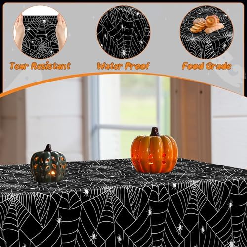 3 Pack Spider Web Table Cloth 54 x 108 Inch Halloween Table Covers Plastic - Image 3