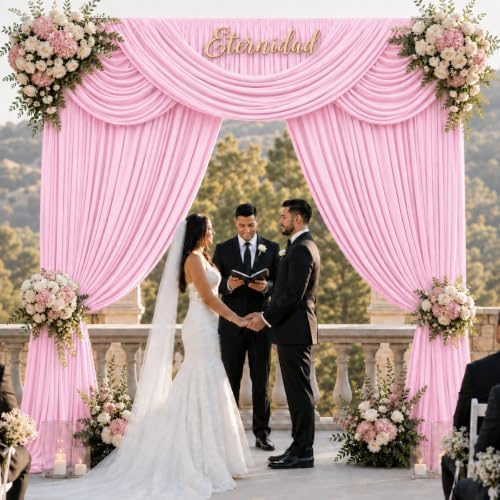 20x10 FT Pink Backdrop Curtains for Weddings, Parties and Photo Booths - Image 2