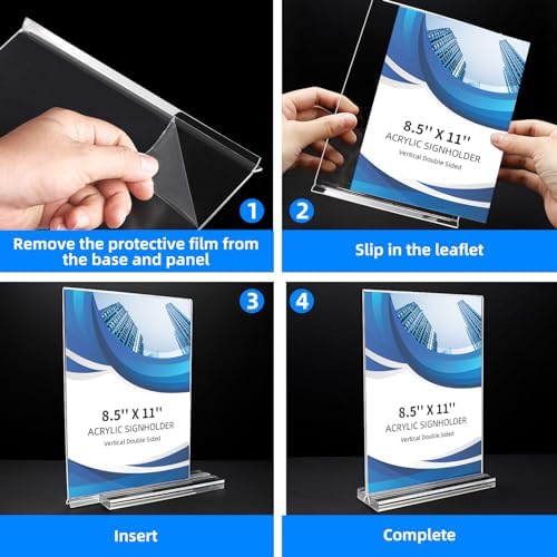 30 Pack Acrylic Sign Holder 8.5 x 11, Double-Sided Clear Sign Holder Plastic Stands for Display, T Shape Acrylic Table Sign Stands for Office Store Restaurants Wedding Party Decoration - Image 4