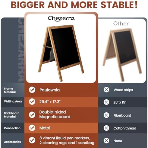 Chezerra A Frame Chalkboard Sign, 40"x20", Brown - Image 4