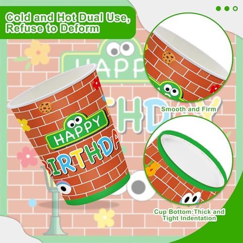 128 Pcs Cookie Birthday Party Supplies for 20 Guests, Blue Monster Inspired Birthday Decorations Kit with Plates, Cups, Napkins, Tablecloth, Banner & Cutlery, Kids Cookie Theme Party Tableware Set - Image 4