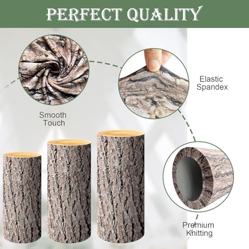SaitiMade Set of 3 - Wood Cylinder Pedestal Stand Covers - Image 3