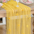 Artoid Mode Yellow Flower Pearl Yellow Gauze Table Runner 10FT, Seasonal Sheer Dining Holiday Wedding Birthday Baby Shower Table Decor for Home Party by ArtoidMode