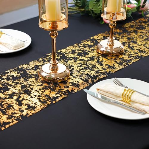 Black and Gold Table Runner, Glitter Metallic Foil Mesh Roll 49 Feet - Image 3