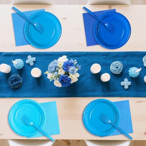 Serves 35 Guests Dusty Blue Plates and Napkins Party Supplies - Image 5
