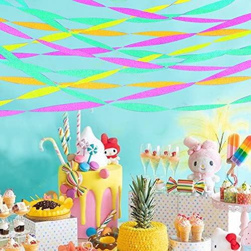 1200 feet Glow Crepe Paper Streamers UV Glow Party Neon Streamer Black Light Reactive Fluorescent Neon Paper Party Streamers Glow in The Dark Wedding Birthday Blacklight Party Decorations - Image 6