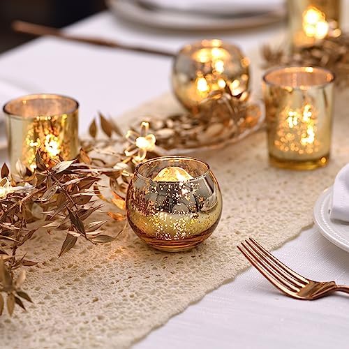 LETINE Gold Mercury Glass Votive Candle Holders - Set of 36 | Elegant Gold Tealight Candle Holders for Table Centerpieces, Weddings, Rehearsal Dinners, Halloween & Thanksgiving Decorations Indoor - Image 5
