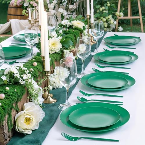 EjonirInjonir 150pcs Heavy Duty Green Disposable Plates for Camping Matte - Image 3