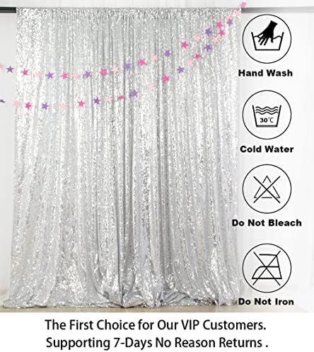 ShinyBeauty 8FTx8FT-Silver-SEQUIN Backdrop Shimmer Holiday Fabric Backdrops, Sequin Photography, Photo Booth Curtains (8FTx8FT, Silver) - Image 5