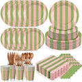 Mimorou 350 Pcs Pink and Green Striped Party Tableware for 50 by Unknown