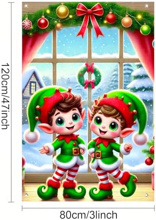 BlissYard Christmas Elf Window Cover 31x47 Inch Polyester - Image 3