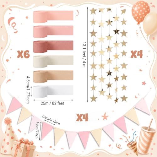 Frienda 14 Pcs Dusty Blush Pink Party Decorations Set for Fancy Birthday - Image 2
