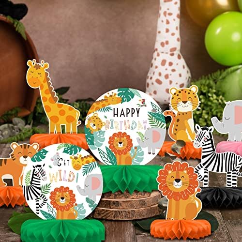 Safari Birthday Decorations Table Centerpiece - Jungle Animals Theme Party Supplies, Honeycomb Table Toppers for Animal Jungle Theme Party Decorations - Image 3