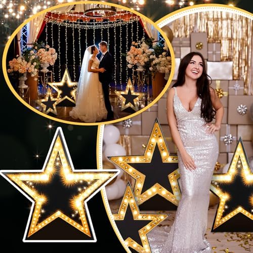 3 Pcs 26-31.5" Star Starry Night Movie Night Party Decorations Large Cutout - Image 5
