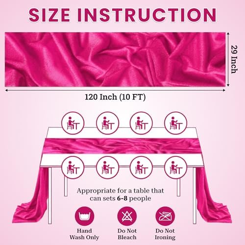 Pack of 15 Chiffon Table Runners 29 x 120 Inch, 10FT Long - Hot Pink - Image 3